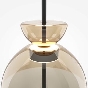 Suspension LED moderne - verre ambré silhouette cloche NORA